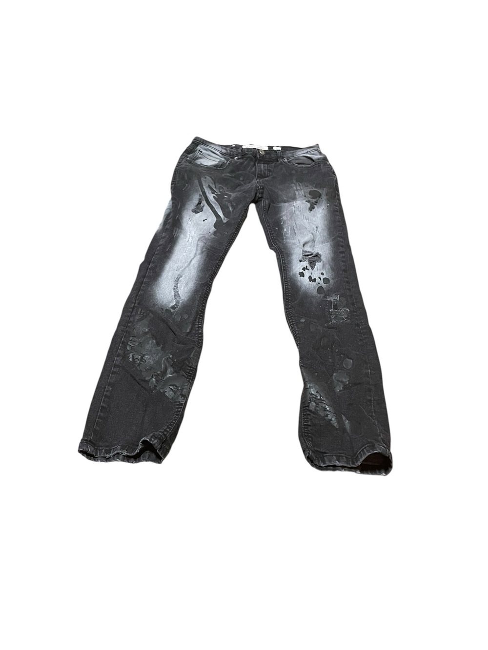 Black Straight-Leg boys Jeans with Paint-Effect Detail evolution by design